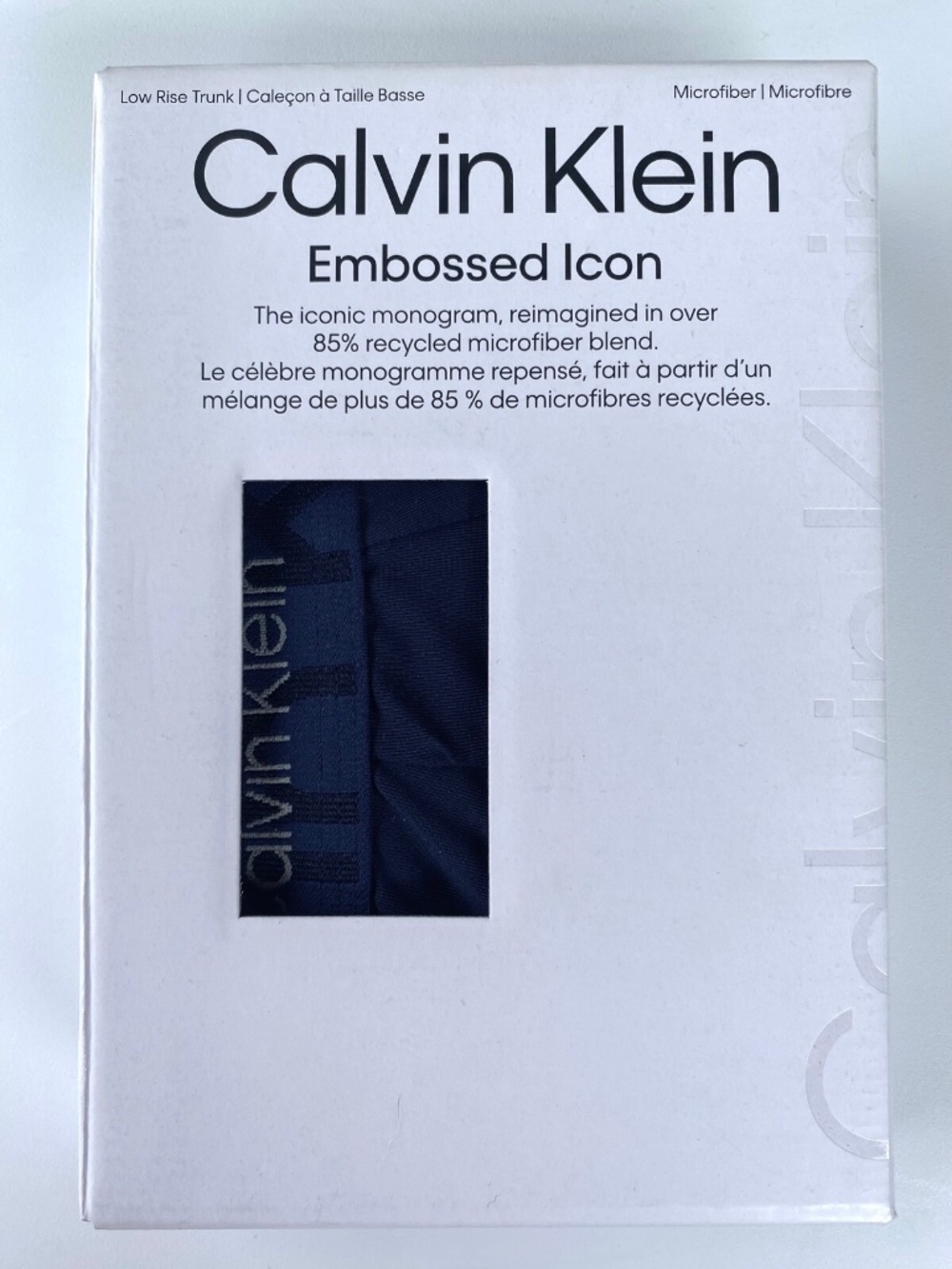 Calvin Klein Embossed Icon Band Microfiber Low Rise Trunk Blue Underwear Small